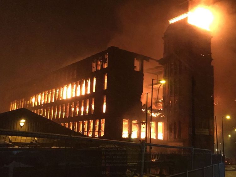 Firefighters were called at 11.43pm. Pic: @manchesterfire