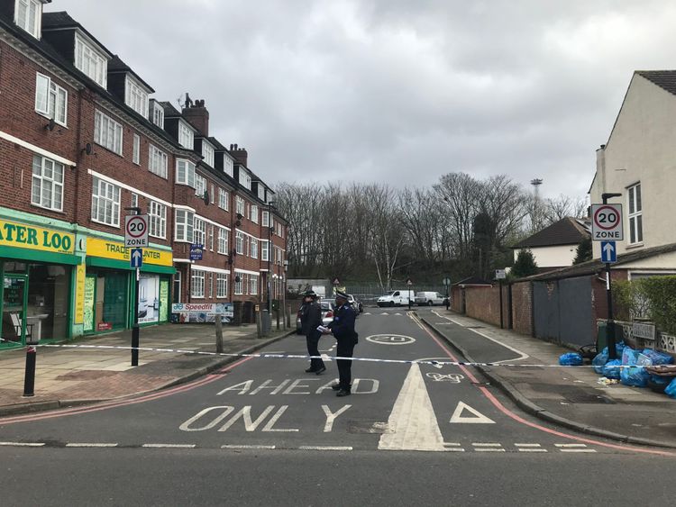 The scene in Hither Green where a 78-year-old man has been arrested for murdering a suspected burglar