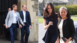 Harry and William greet well-wishers and Doria Ragland and Meghan Markle arrive at Cliveden