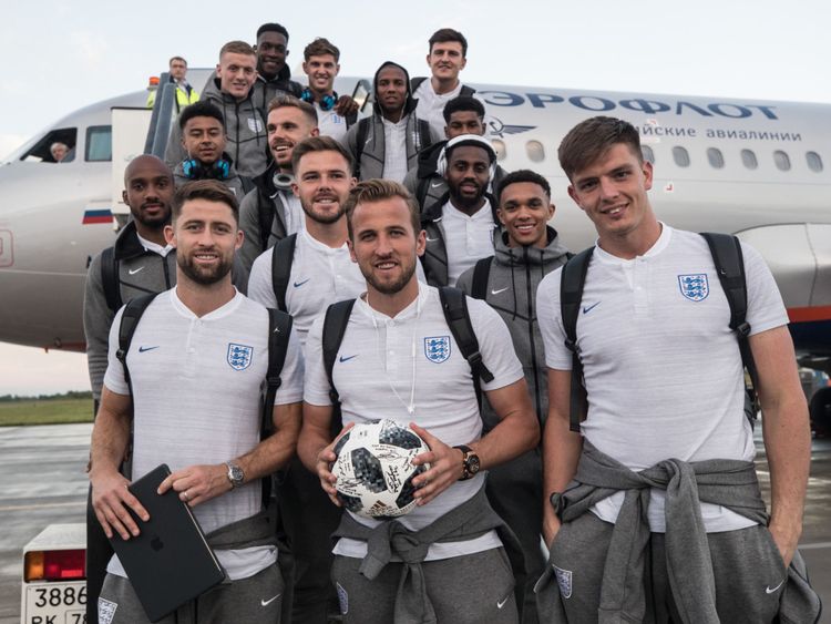 The England team have signed the match ball following Harry Kane&#39;s hat trick

