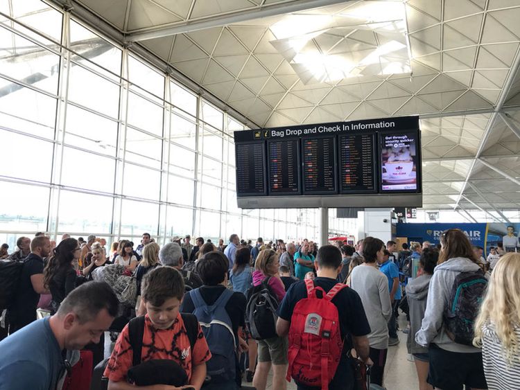 Passengers hoping for some information from the Stansted boards