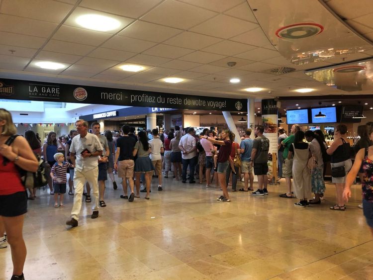 Queues in the Eurotunnel terminal on Friday, when there was also disruption
