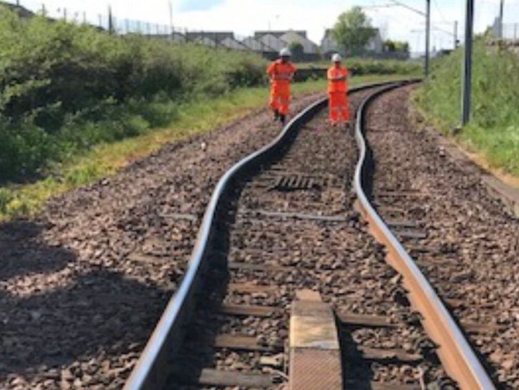 Buckled rails at Wishaw near Glasgow